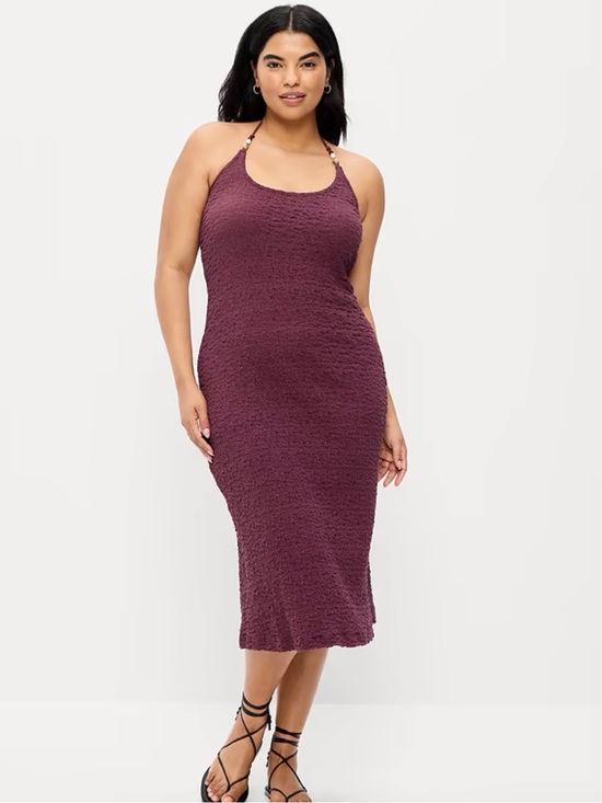 Old Navy Dresses & Skirts - Old Navy Plum Textured Halter Midi Dress - XL